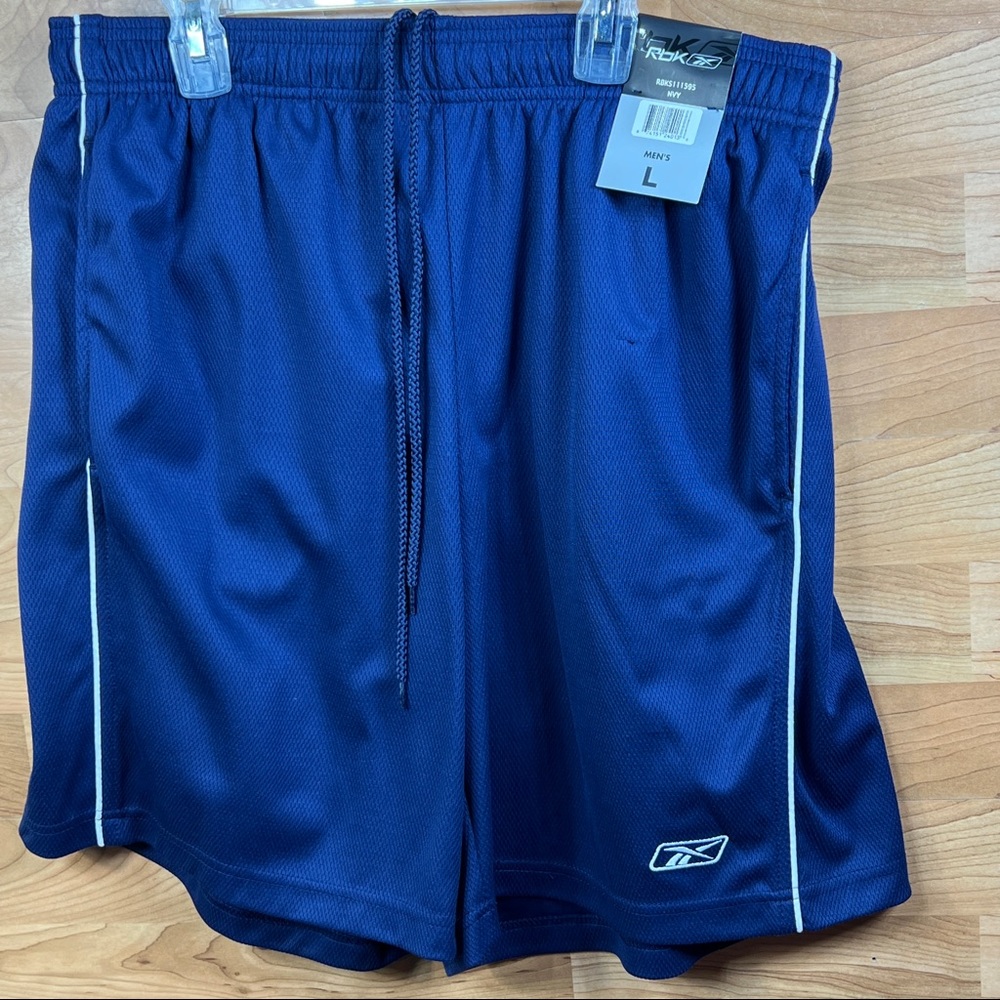 Rbk Size Large Navy Blue Shorts with a White Stripes and Front Pockets